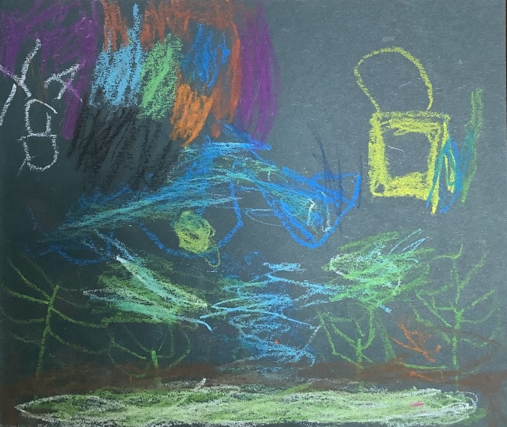 Heaven's artwork from Hoyland Springwood Primary School, showing a house that is near a forest.