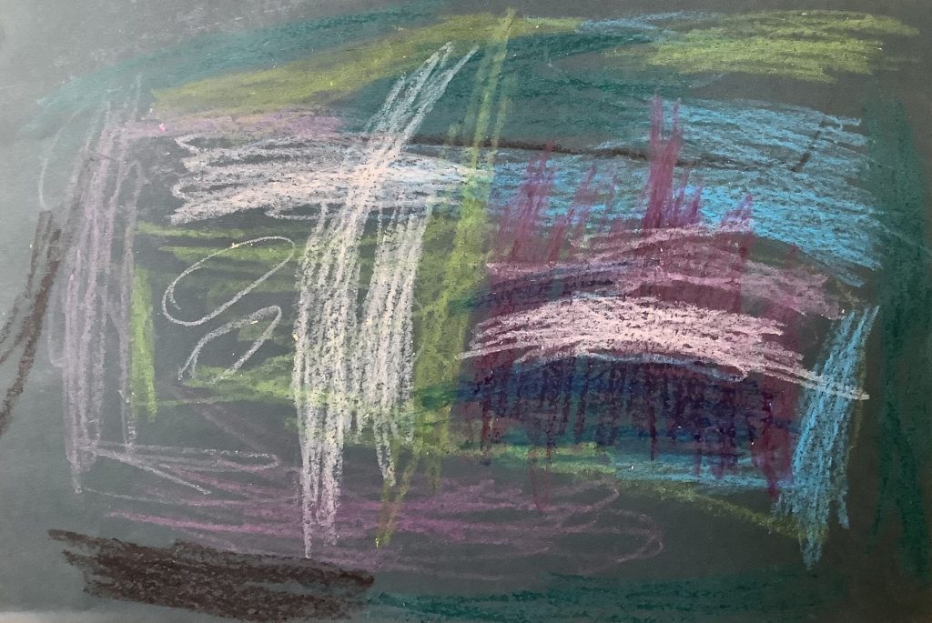 Finlay's artwork from Hoyland Springwood Primary School, showing a storm approaching a hill.