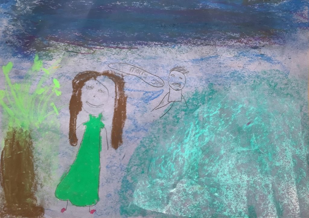 Olivia's artwork from Hoyland Springwood Primary School showing a man shouting.