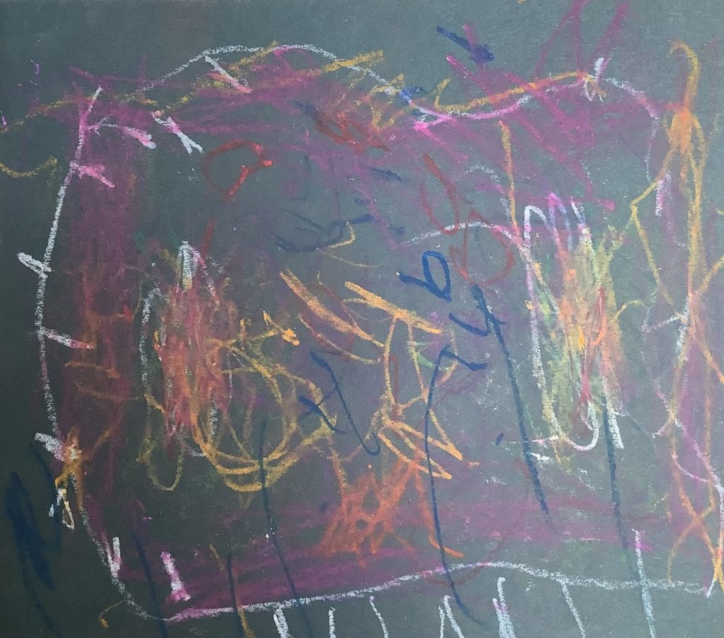 Ariel's artwork from Hoyland Springwood Primary School, showing the interior of a cave. 