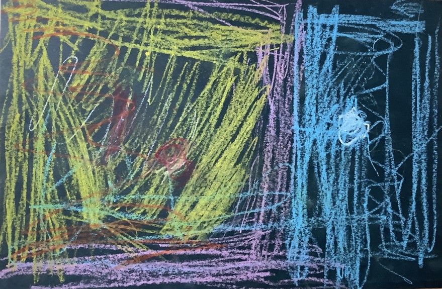 Paige's artwork from Hoyland Springwood Primary School, showing a house near a storm. 