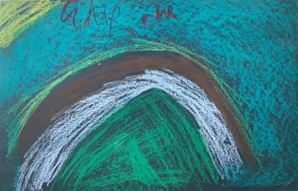Codie's artwork from Hoyland Springwood Primary School, showing the entrance to a cave.